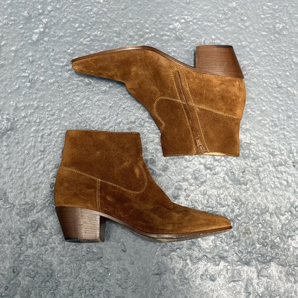 SAINT LAURENT Brown Suede Leather Ankle Boots Sz IT 35 US 5 Booties